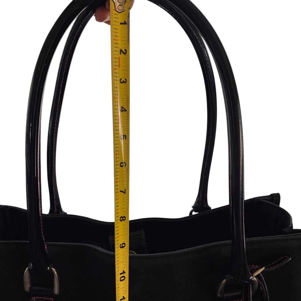 Diane Von Furstenberg X Badanco Luggage Large Black Canvas Patent Leather‎ Tote - Picture 10 of 15
